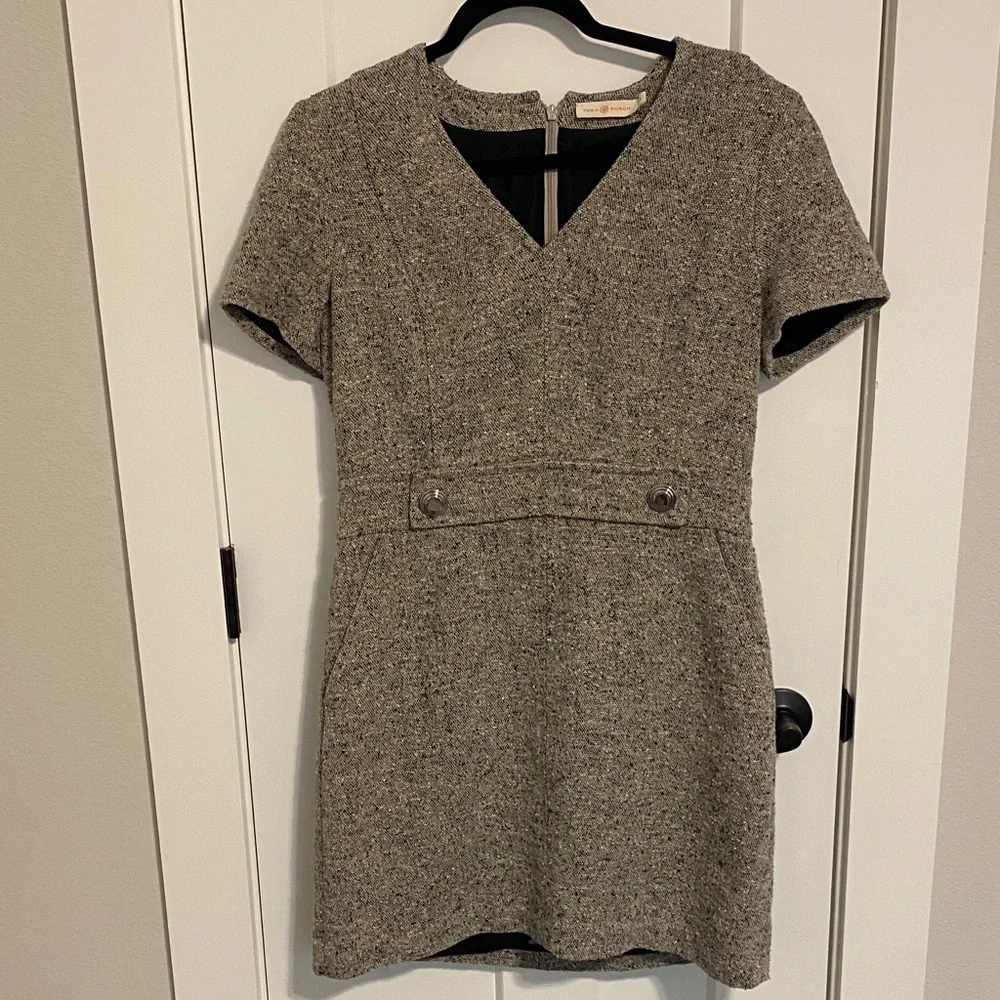 Tory Burch Gray Tweed Mini Dress